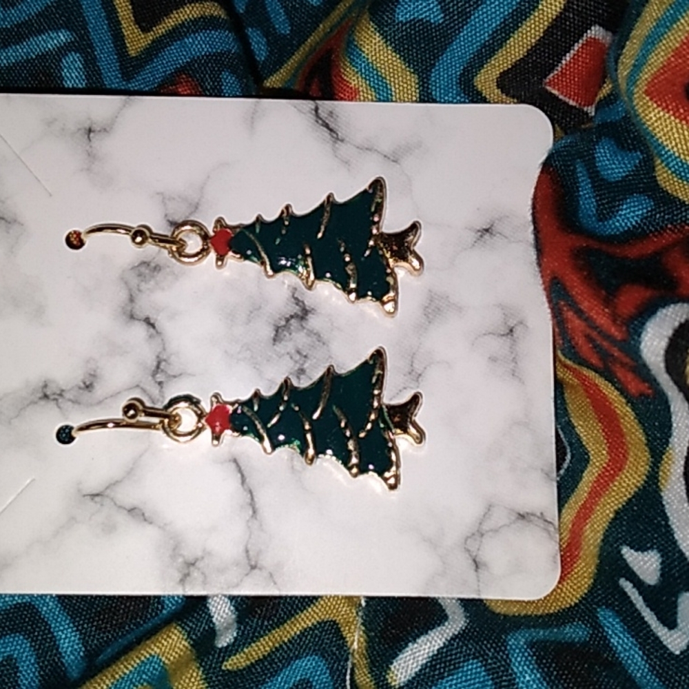 Hypoallergenic earrings Christmas Tree .5 x 1 inches